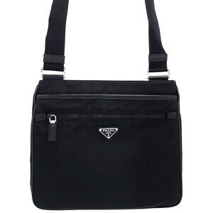 Prada Tessuto Crossbody messenger bag saffiano Leather Nero Black